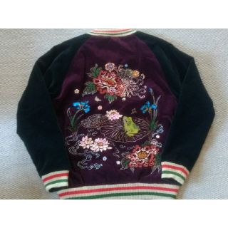 チキリヤ(CHIKIRIYA)のCHIKIRIYA 鯨×蛙刺繍 レーヨン×別珍リバーシブル スカジャン サイズS(スカジャン)