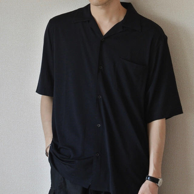 COMOLI 18SS ウール天竺半袖シャツ NAVY 2