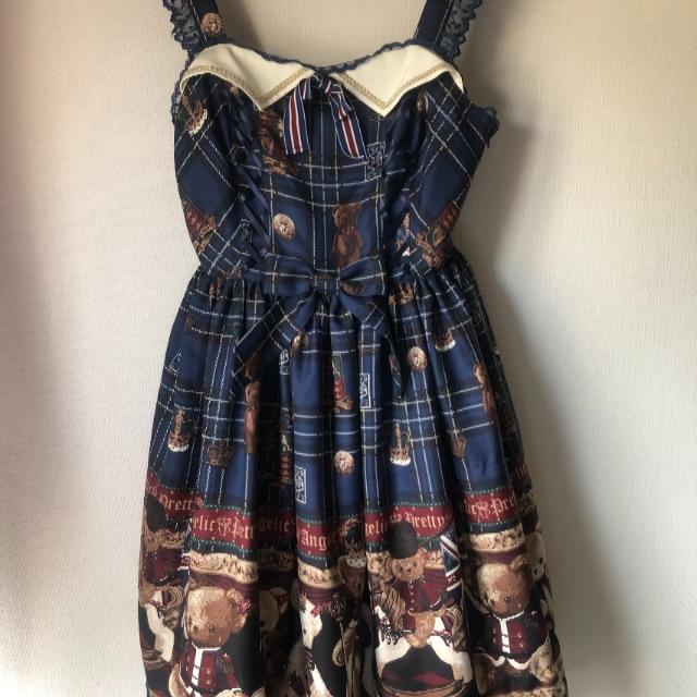 Angelic Pretty - British Bearジャンパースカート 青 の通販 by 奈々 ...