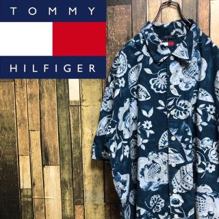 トミーヒルフィガー(TOMMY HILFIGER)の【激レア】トミーヒルフィガー☆ロゴタグ半袖ボタニカル柄ビッグ総柄シャツ 90s(シャツ)