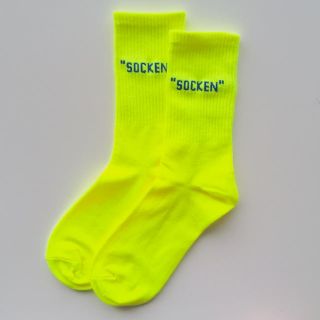 US直輸入！メンズ ミドル丈 ソックス 靴下 “SOCKEN ”ネオンイエロー(ソックス)