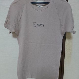 エンポリオアルマーニ(Emporio Armani)のエンポリオ アルマーニ Vネック Tシャツ M ベージュ系 USED(Tシャツ(半袖/袖なし))