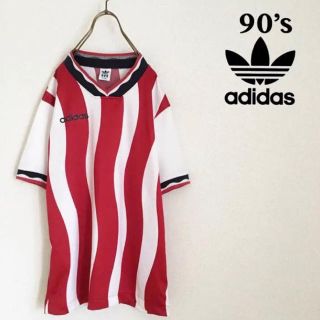 アディダス(adidas)の90’s adidas ストライプ ゲームシャツ トリコカラー  奇抜ストライプ(Tシャツ/カットソー(半袖/袖なし))