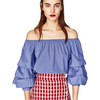 ザラ(ZARA)のzara 袖ボリューム七分袖ブラウス(シャツ/ブラウス(長袖/七分))