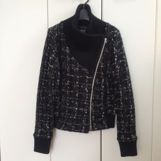 ブラックバイマウジー(BLACK by moussy)の美品☆B.B.MOUSSY☆ツイードJK(ライダースジャケット)