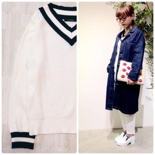 ダブルクローゼット(w closet)の* 2015SS ラインVネックニット(ニット/セーター)