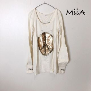 ミーア(MIIA)の2ロンT⭐︎ゴールドイラスト⭐︎袖ロゴ⭐︎オシャレ(Tシャツ(長袖/七分))