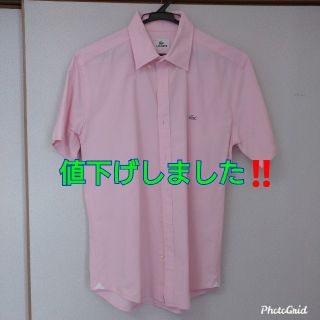 ラコステ(LACOSTE)の【クリーニング済】ラコステ ボタンダウン半袖シャツ　銀ワニ　ピンク(Tシャツ/カットソー(半袖/袖なし))