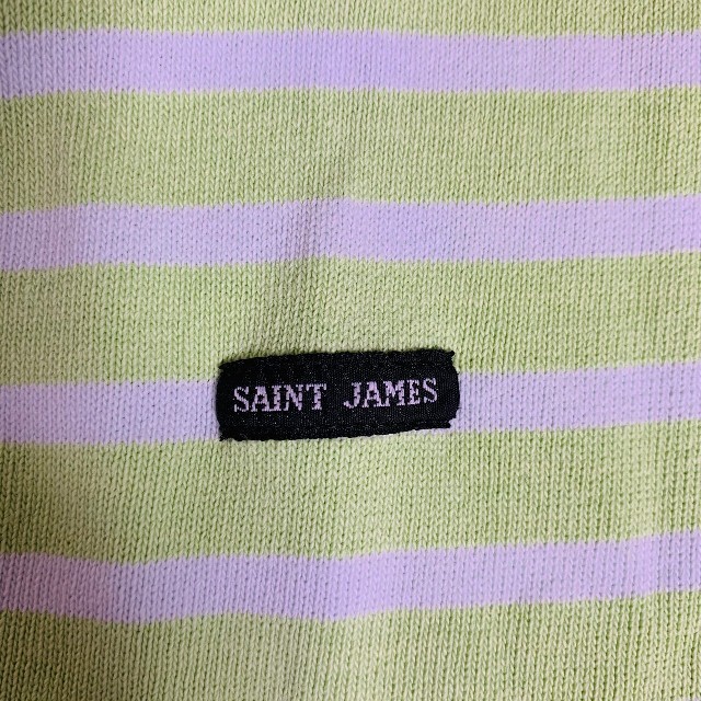 SAINT JAMES(セントジェームス)のセントジェームス バスクシャツ 長袖Tシャツ ボーダー 薄緑 グリーン メンズのトップス(Tシャツ/カットソー(七分/長袖))の商品写真