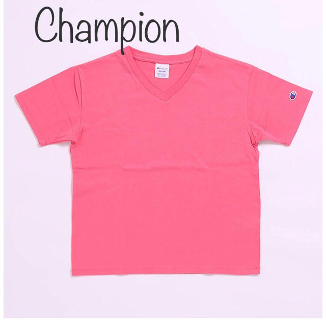 Champion(チャンピオン)のChampion Tシャツ　Vネック ピンク　CW-K323 Lサイズ　半袖 レディースのトップス(Tシャツ(半袖/袖なし))の商品写真