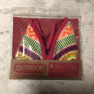 アウトドアプロダクツ(OUTDOOR PRODUCTS)の新品♥Outdoor  ピンク柄　ブラジャー　コットン綿混　L柄ボーダー(ブラ)