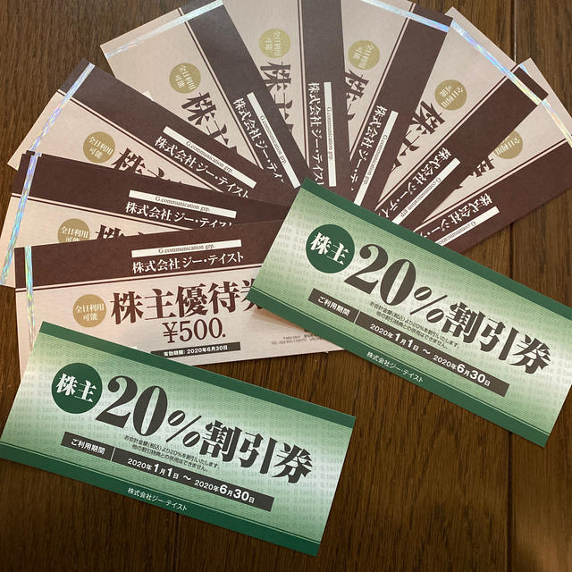 ジーテイスト★株主優待★4500円分 チケットの優待券/割引券(レストラン/食事券)の商品写真