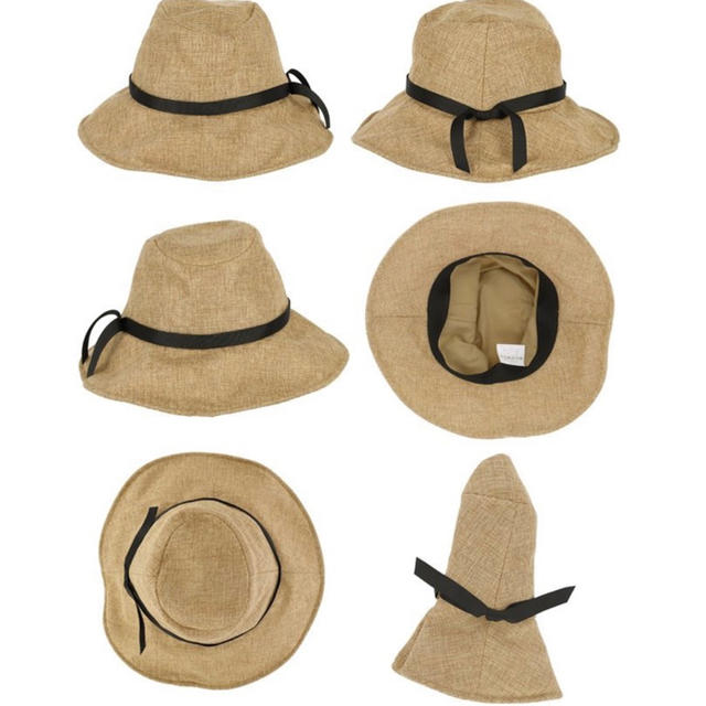 BEAUTY&YOUTH UNITED ARROWS(ビューティアンドユースユナイテッドアローズ)のワイヤー入り UV対策 折りたたみ リボン ツバ広 帽子 ハット coca コカ レディースの帽子(麦わら帽子/ストローハット)の商品写真