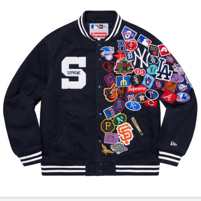 Supreme - supreme new era varsity jacket navy sサイズ
