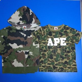 アベイシングエイプ(A BATHING APE)の☆あやこうままま☆様専用【正規品✨】BAPE カモフラ柄Tシャツ・パーカーセット(Tシャツ/カットソー)