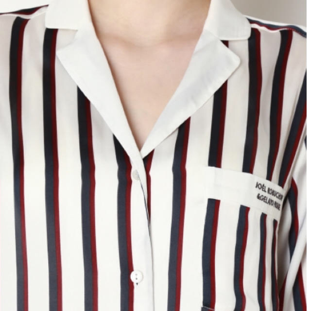 gelato pique(ジェラートピケ)の新品☆Joel Robuchon ストライプサテンシャツドレス レディースのルームウェア/パジャマ(ルームウェア)の商品写真