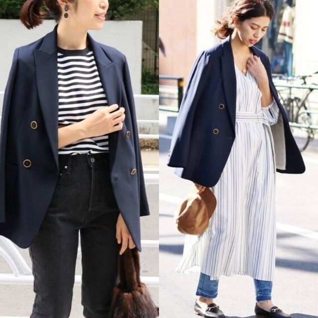 美品】IENA ダブルブレストジャケット ネイビー 36 S 美品】IENA ダブルブレストジャケット ネイビー 36 S