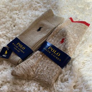 ポロラルフローレン(POLO RALPH LAUREN)のレッド×ベージュのみ(ソックス)