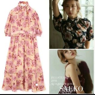 ジルスチュアート(JILLSTUART)のジルスチュアート オリビアフラワーワンピース 2 美品(ロングワンピース/マキシワンピース)