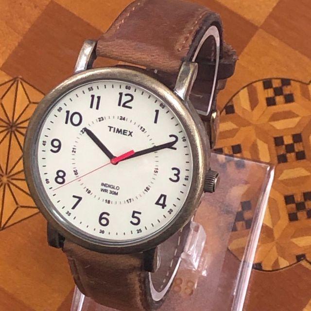 電池交換済み TIMEX タイメックス クロノグラフ 腕時計 レザーベルト