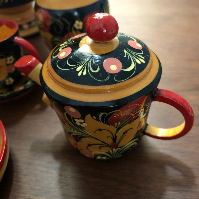 ホフロマ塗り　サモワール　ロシア　民芸品　茶器セット　ミニチュア