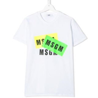 エムエスジイエム(MSGM)のMSGM ボックスロゴ　ネオン　新作Tシャツ　14y  14A新品未使用(Tシャツ/カットソー(半袖/袖なし))