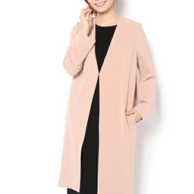 早割半額????Loungedress????ノーカラーコートpink beige - ロングコート