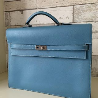 エルメス(Hermes)のHERMÈS 超美品ケリーデペッシュ34 ブルージーン(ビジネスバッグ)