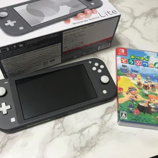 ニンテンドースイッチ(Nintendo Switch)のNintendo Switch lite 本体グレーあつまれどうぶつの森　セット(家庭用ゲーム機本体)