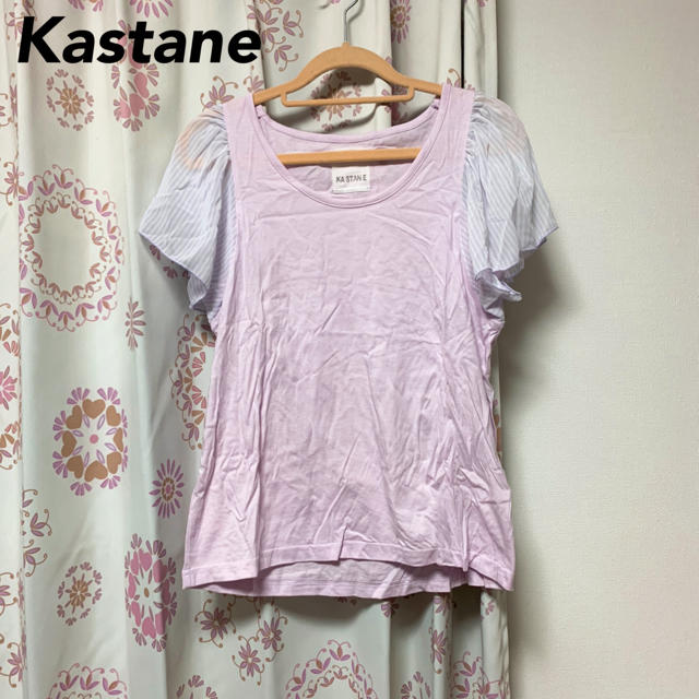 Kastane(カスタネ)のカスタネ♡袖シフォン ピンクパープルトップス レディースのトップス(カットソー(半袖/袖なし))の商品写真