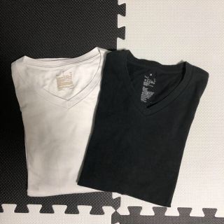 ムジルシリョウヒン(MUJI (無印良品))の無印 MUJIRUSHI 長袖 ロンT Vネック 2枚セット Mサイズ(Tシャツ/カットソー(七分/長袖))