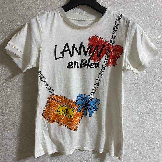LANVIN en Bleu(ランバンオンブルー)の未使用 美品 ランバンオンブルー バッグ リボン ロゴ Tシャツ サイズ38 レディースのトップス(Tシャツ(半袖/袖なし))の商品写真
