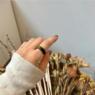 トゥデイフル(TODAYFUL)の【美品】完売TODAYFUL ストーンプレーンリング茶 天然石アクセサリー指輪 (リング(指輪))