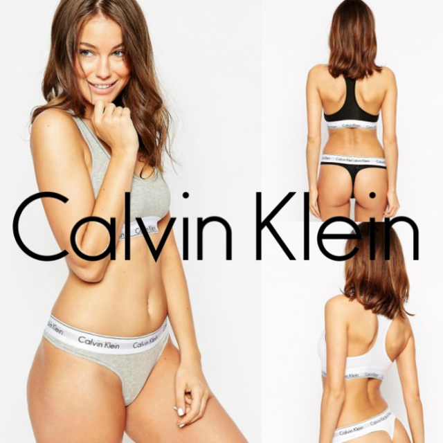 Calvin Klein(カルバンクライン)のCalvin Klein（カルバンクライン）下着　グレー　ブラ＆Tバック レディースの下着/アンダーウェア(ブラ&ショーツセット)の商品写真