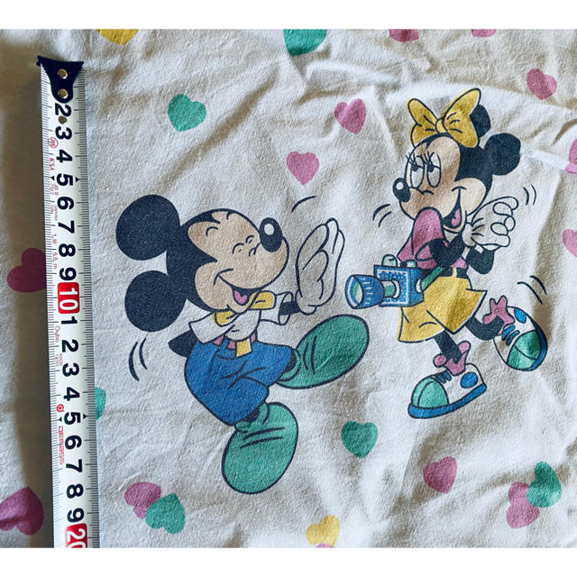 Disney(ディズニー)のミキミニ　ハート柄　ビンテージシーツ　① ハンドメイドの素材/材料(生地/糸)の商品写真