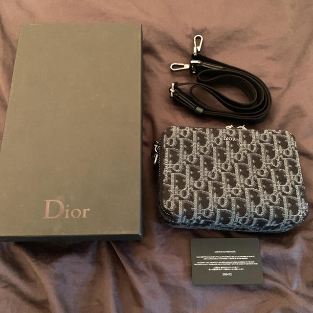 Dior - “ディオール オブリーク” ブルー ジャカード ストラップ付き