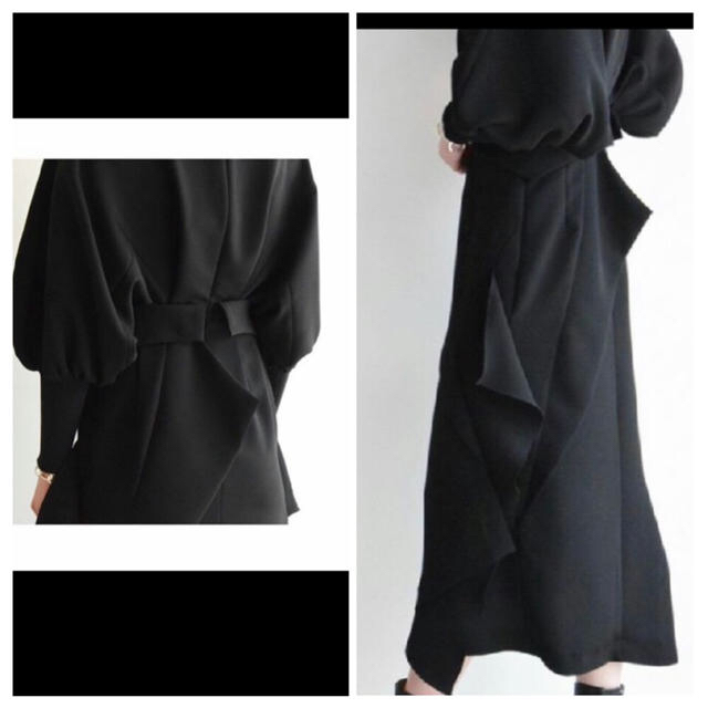 ENFOLD - ENFOLD 19SS PEジョーゼットデザインドレス 黒 美品 ... ENFOLD 19SS アシンメトリージョーゼットワンピース