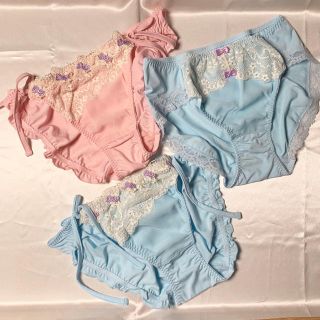 ＊新品＊３L  紐パンとレース　3枚セット　レース　ローズ  リボン　かわいい(ショーツ)