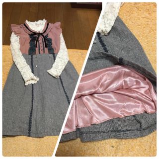 アクシーズファム(axes femme)の春♡ピンク×グレー(ひざ丈ワンピース)