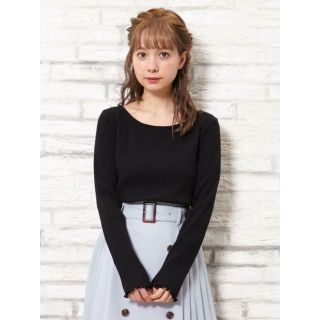 イング(INGNI)の最終値下げ★新品美品未使用★バックレースアップリブカットソー　ブラック(カットソー(長袖/七分))