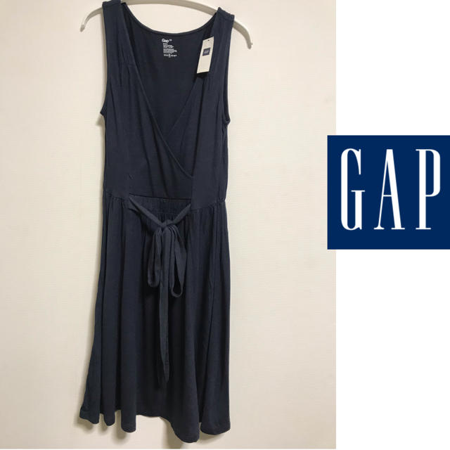 GAP(ギャップ)のGAP ギャップ　ワンピース　ネイビー　リボン付き レディースのワンピース(ひざ丈ワンピース)の商品写真