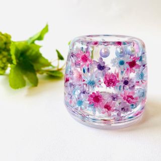 【ヒルナンデスで紹介】お花がいっぱい　固めるハーバリウム ペン立て　歯ブラシ立て(プリザーブドフラワー)