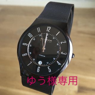 スカーゲン(SKAGEN)のSKAGEN ペアウォッチ　ブラック　スチールメッシュウォッチ　電池切れ品(腕時計(アナログ))