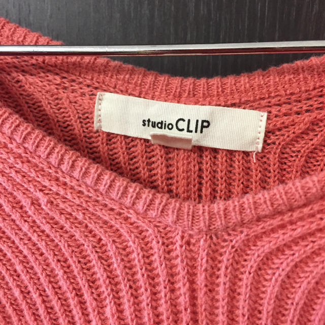 STUDIO CLIP(スタディオクリップ)のサーモンピンク コットンセーター♡大きいサイズ レディースのトップス(ニット/セーター)の商品写真