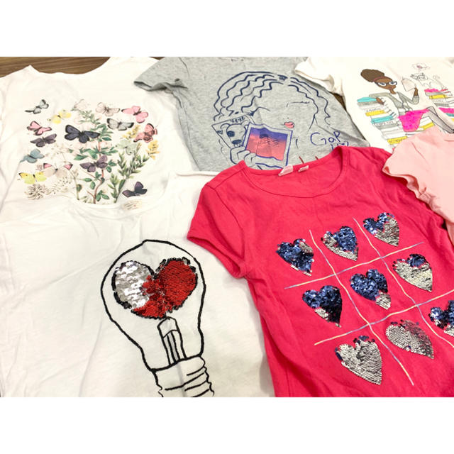 GAP Kids(ギャップキッズ)のGAP KIDS ZARA H&M 女の子　Tシャツ　6枚セット　130  キッズ/ベビー/マタニティのキッズ服女の子用(90cm~)(Tシャツ/カットソー)の商品写真