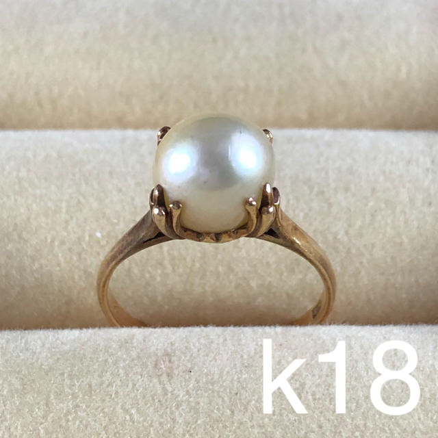 本真珠 パールリング k18 刻印有り 指輪 18金 リング(指輪 ...