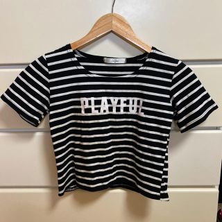 ボーダー ミニ丈 tシャツ(Tシャツ(半袖/袖なし))