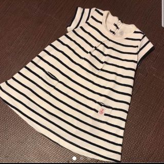 プチバトー(PETIT BATEAU)のpetit bateau プチバトー半袖ボーダーワンピース　インナー付き(ワンピース)