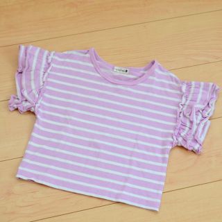 ブランシェス(Branshes)のbranshes 100 パープルボーダーTシャツ カットソー(Tシャツ/カットソー)