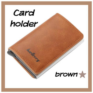 【新品】カードホルダー　カードケース　マネークリップ　ミニ財布　ブラウン(マネークリップ)